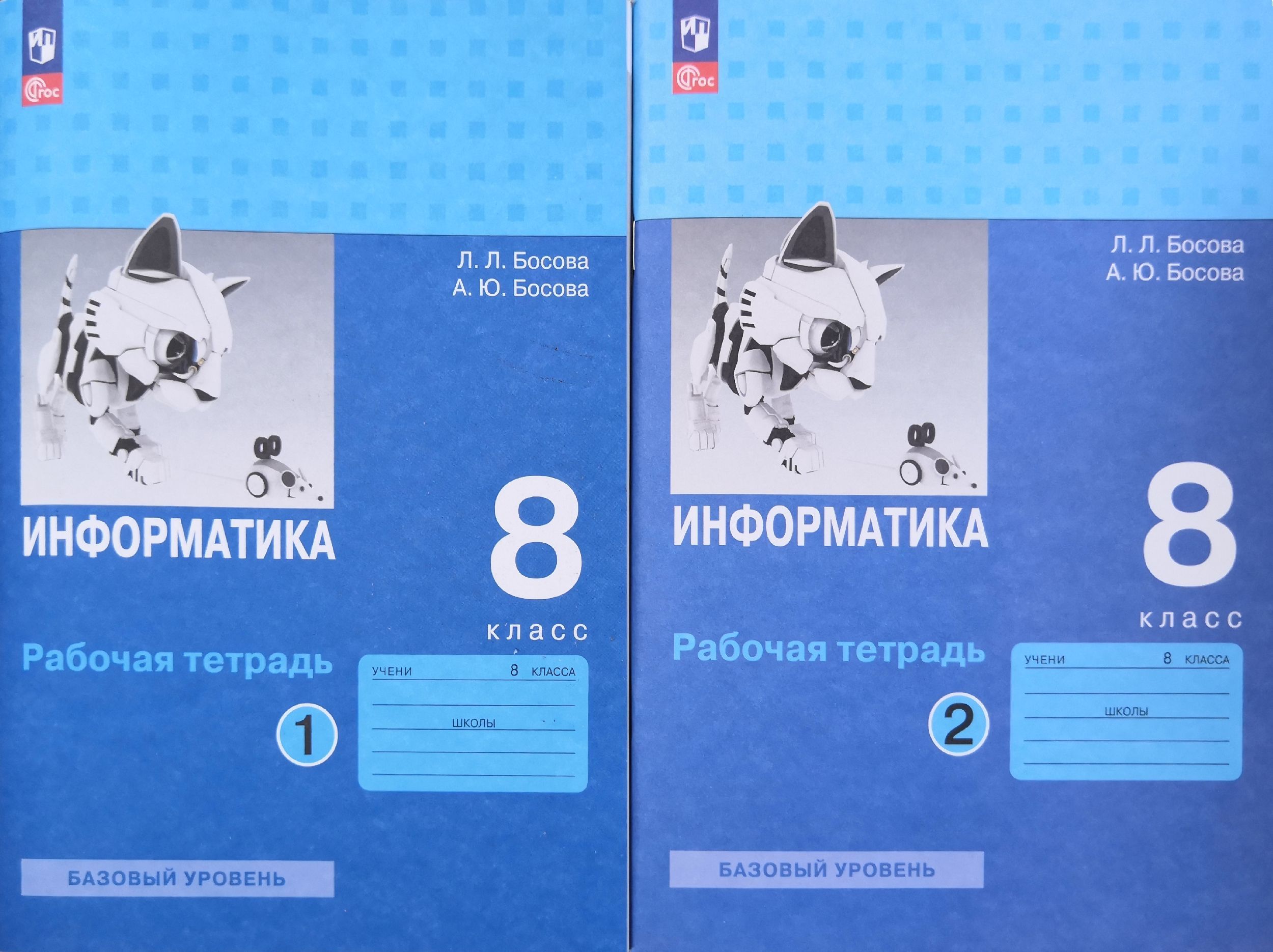 Информатика 8 класс. Рабочая тетрадь в 2-х частях. Авторы: Л.Л. Босова, А.Ю. Босова