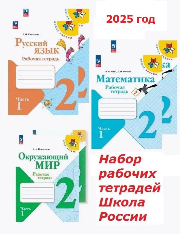 Набор рабочих тетрадей Русский язык, Математика, Окружающий мир 2 класс. Комплект из 6 штук. УМК "Школа России". ФГОС Канакина Валентина